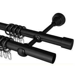 (АКЦИЯ)d19 Карниз 2-х рядн. цв. Черный матовый 2.4м  кольцо бесш. 2шт загл.