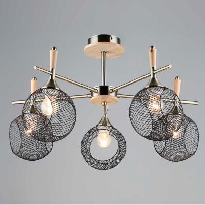 Люстра ЛАЙТ СФЕРА 5036/5 AB+wood Бронза, дерево