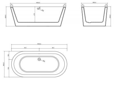 Ванна акриловая BELBAGNO 169*80 см BB202-1700-800