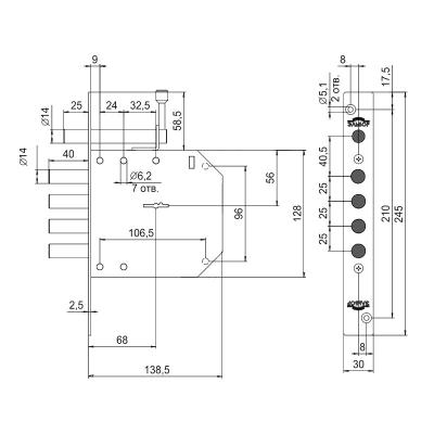 Замок врезной ЭЛЬБОР Базальт 1.05.02 Хром