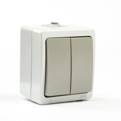 Выключатель TDM Вуокса 2 клавиши открытой установки серый SQ1803-0002