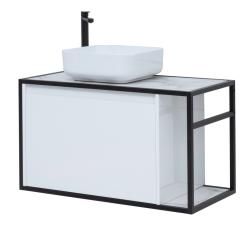 Тумба с раковиной AQUANET Nova Lite Loft 90 L серый, белый