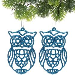 Набор елочных украшений СЕРПАНТИН Мудрая сова голубой 10 см
