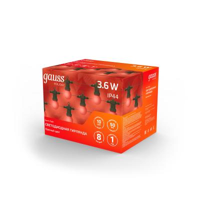Гирлянда Нить GAUSS 1 режим красный 7,7 м