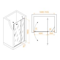 Душевая дверь RGW LE-004Gr 110 см