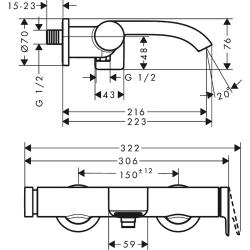 Смеситель для ванны HANSGROHE Vernis 75420000