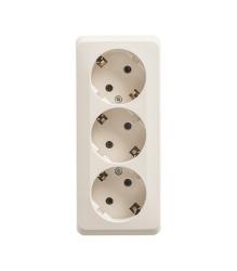 Розетка SYSTEME ELECTRIC Blanca тройная с заземлением молочный BLNRA010312