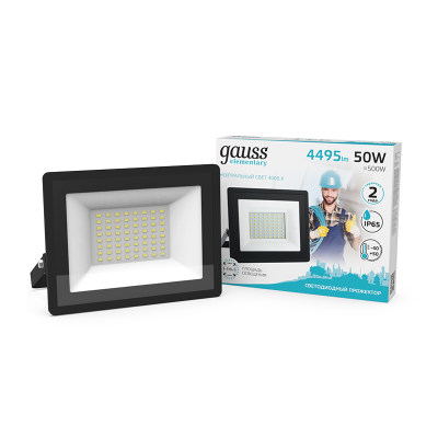 Прожектор LED GAUSS 50W черный 613100250 Прожектор LED GAUSS 50W черный 613100250