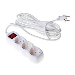 Удлинитель TDM 3 гнезда с заземлением с выключателем белый 5 м