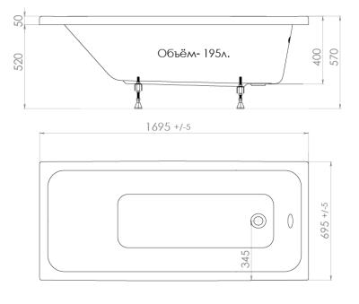 Ванна акриловая TRITON Ультра 170*70 см