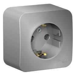 Розетка SYSTEME ELECTRIC Blanca с заземлением алюминий BLNRA010113