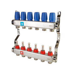 Коллектор нержавеющий MVI с расходомерами 6 выходов 1*3/4" EK MS.506.06