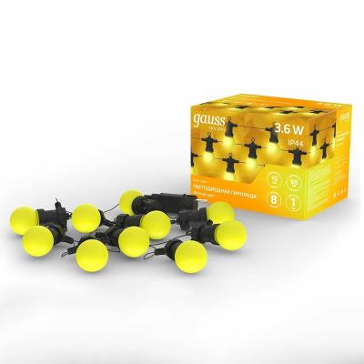 Гирлянда Нить GAUSS 1 режим желтый 7,7 м