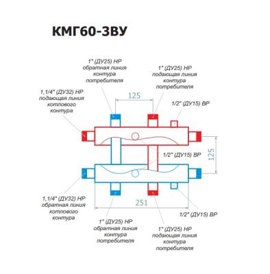 Коллектор модульный RISPA 3 выхода КМГ60-3ВУ