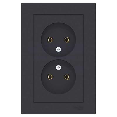 Розетка сетевая SYSTEME ELECTRIC Atlas design двойная карбон ATN001020