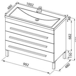 Тумба с раковиной AQUANET Верона New 100 ящики