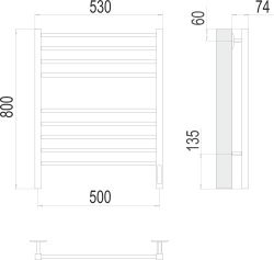 Полотенцесушитель TERMINUS Ватикан П8 КС 500*800 мм 4670078571939