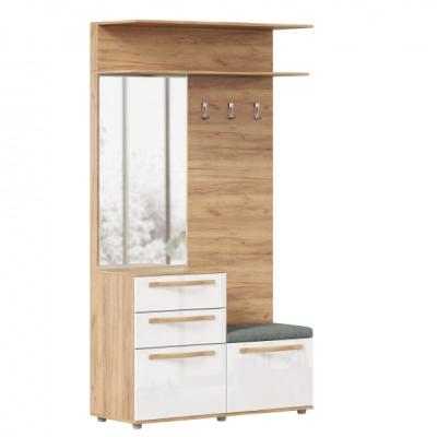 Вешалка ЛЮБИМЫЙ ДОМ Марта-2 Дуб золотой/Белый глянец