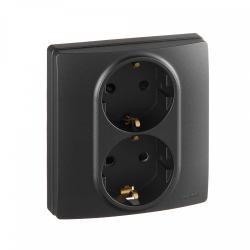 Розетка сетевая LEGRAND Etika с заземлением двойная антрацит 672633