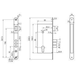 Замок врезной ПРОСАМ 4-3 Медный антик
