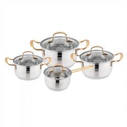 Набор посуды 8пр, нерж. сталь (ковш1,4+2л+2,6л+3,8л) /Kelli/