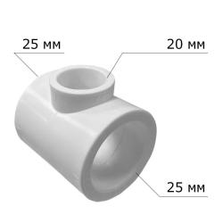Тройник ПП TEBO полипропилен переходной 25*20*25 мм