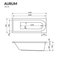 Ванна акриловая EXCELLENT Aurum 170*70 см