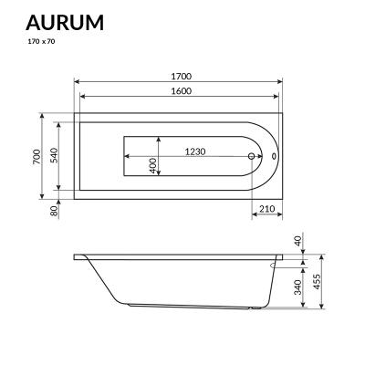 Ванна акриловая EXCELLENT Aurum 170*70 см