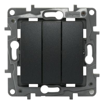 Механизм выключателя LEGRAND Etika 3 клавиши антрацит 672613