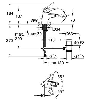Смеситель для биде GROHE Eurostyle 2015 33565LS3   Смеситель для биде GROHE Eurostyle 2015 33565LS3