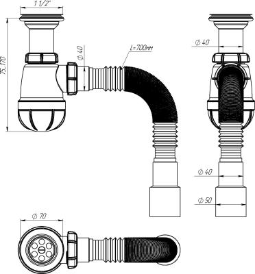 Сифон бутылочный AQUANT B0515