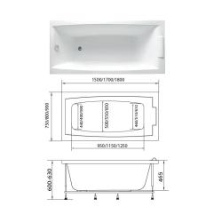 Ванна акриловая OPTIMA Reddy 180*80 см