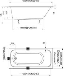 Ванна акриловая RAVAK Chrome Slim 160*70 см