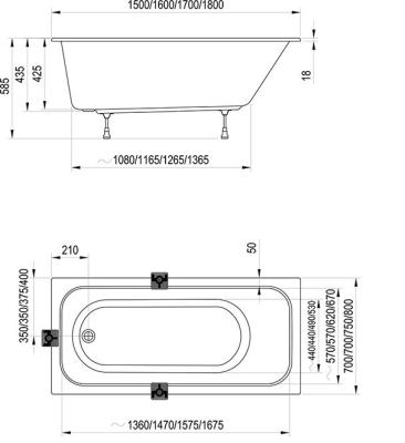 Ванна акриловая RAVAK Chrome Slim 160*70 см