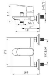 Смеситель для ванны VODA Shore SHR54