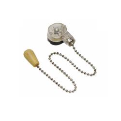 Выключатель REXANT для настенного светильника c цепочкой с деревянным наконечником серебро