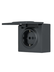 Розетка сетевая LEZARD Leto с заземлением с крышкой графит 752-3400-123B 