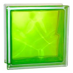 Стеклоблок основной GLASS BLOCK Волна окрашенный внутри тархун