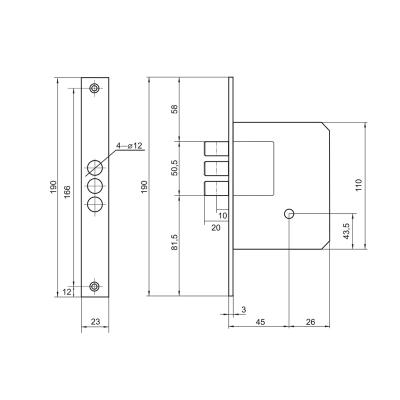 Замок врезной PALLADIUM 0189-3MF Золото