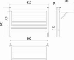 Полотенцесушитель TERMINUS Горизонт П8 800*600 мм