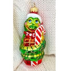 Елочное украшение КОЛОМЕЕВ Змея с подарком 11 см