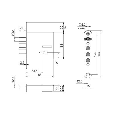 Замок врезной ЭЛЬБОР Кремень 1.04.04.К Хром