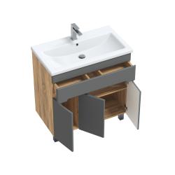 Тумба с раковиной RUVANN Nika 80 графит