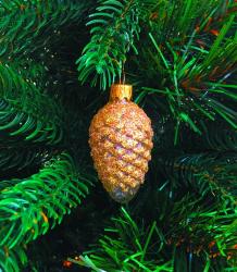 Елочное украшение КОЛОМЕЕВ Шишка в снегу прозрачная 8 см