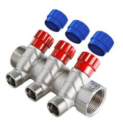 Коллектор латунный VALTEC с регулировочными вентилями 4 выхода 1*1/2" VTc.560.N.0604