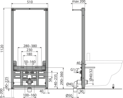 Инсталляция для биде ALCAPLAST A105/1120
