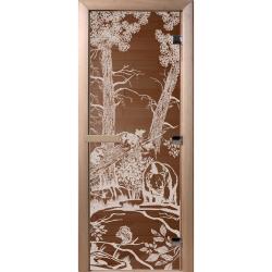 Дверь для бани DOORWOOD Мишки Бронза левое 1900*700 мм