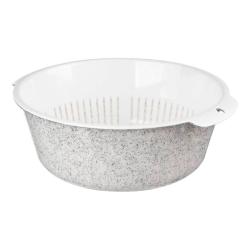 Миска-дуршлаг "Bergamo" круглая (гранит светло-серый) /Homver/