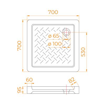Поддон керамический RGW CR-077 70*70 см