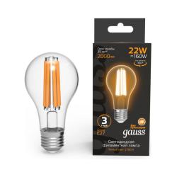 Лампа LED GAUSS Filament А70 22W/Е27/2700K груша 102902122	